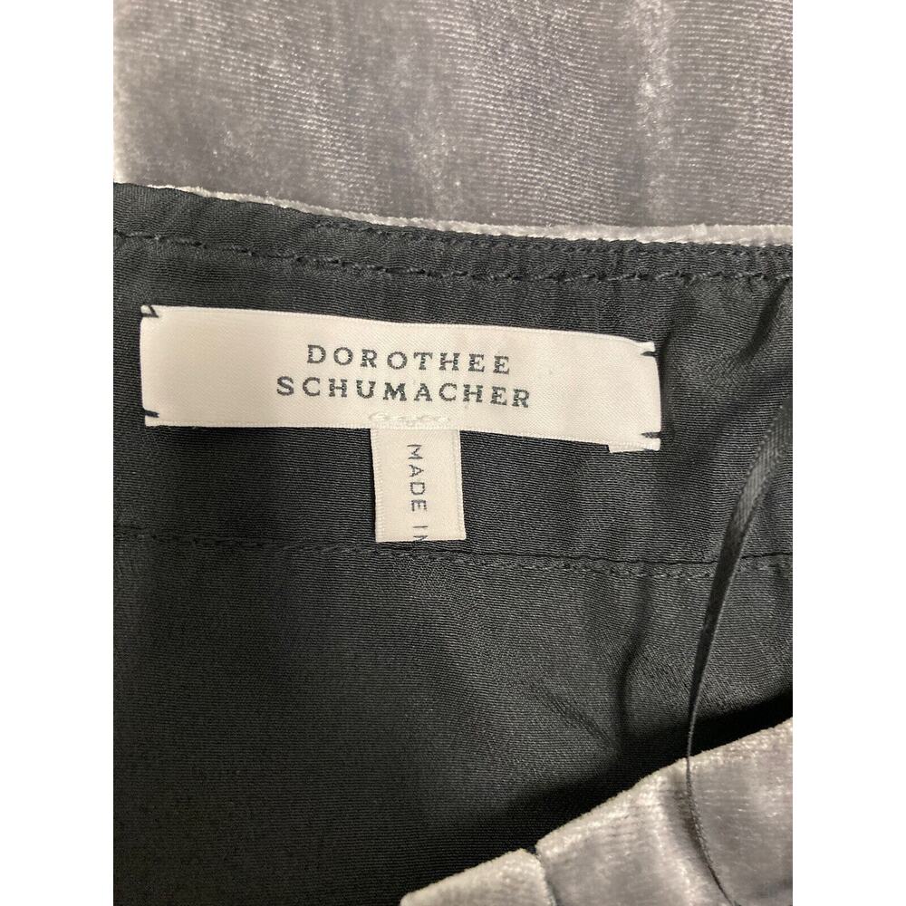 DOROTHEE SCHUMACHER Gray Crushed Velvet Pocket A-Line Knee Length Skirt Size M - Picture 3 of 4